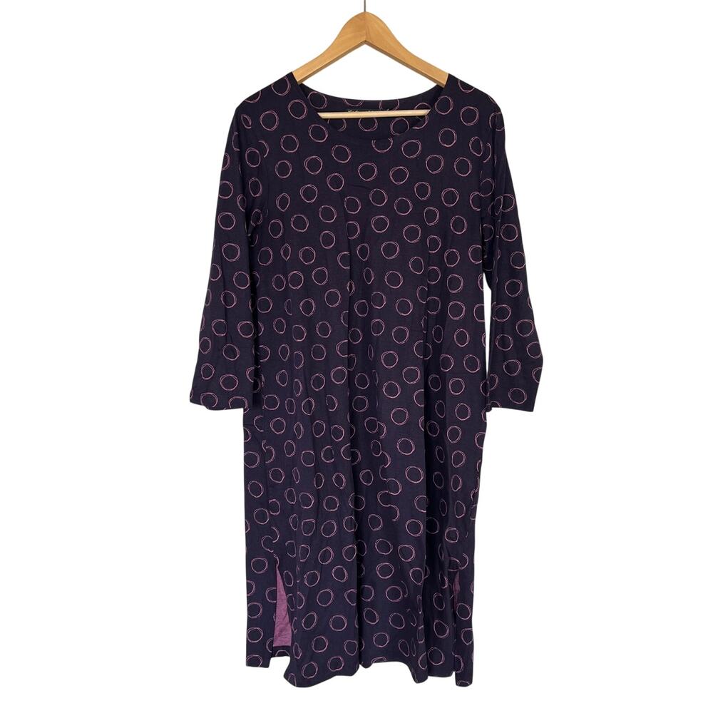 Gudrun Sjoden Dress Women's M Purple Polka Dot Organic Cotton Pocket Lagenlook